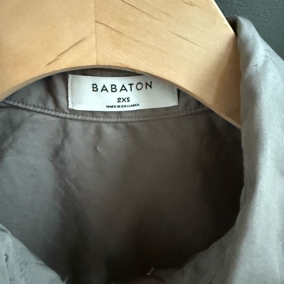 Aritiza Babaton Sleeveless Button Up Olive Shirt w/ Shoulder Pads 100%Cotton•2XS - Picture 3 of 4